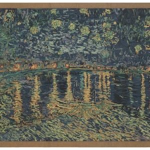 Van Gogh Starry Night Over the Rhone Tapestry - Woven Belgian Wall Hanging