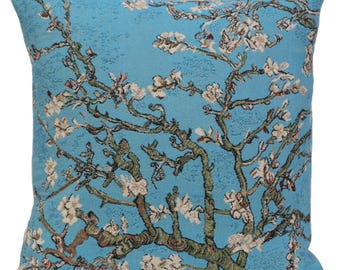 Van Gogh Pillow Cover, Almond Blossoms Pillow, 16x16 inch, Belgian Tapestry Cushion Cover, Van Gogh Gift, Gobelin Museum Pillow