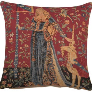 Federe per cuscini in arazzo belga intrecciato 14x14, piccole federe per cuscini dal tocco medievale, regalo di inaugurazione della casa per donne, federe per cuscini da divano