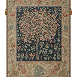 William Morris Pastel Tree of Life Belgian Woven Wall Tapestry Hangings - Floral Wall Decor Art - Gift for Women