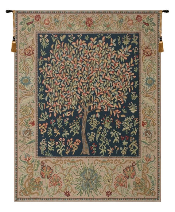 William Morris Tree of Life Tapestry: Belgian Woven Floral Wall Art