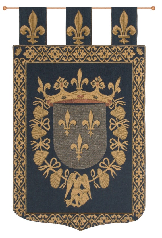 Fleur de Lys Belgian Wall Tapestry: Medieval Home Decor 24x18