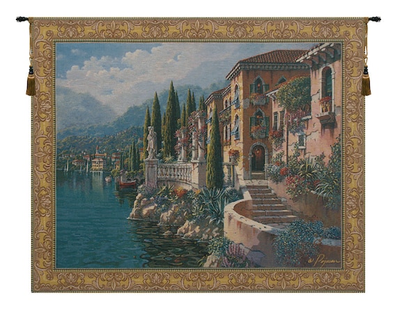 Lake Como Tapestry: Flanders European Wall Hanging (64x84 inch)