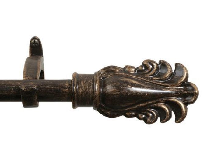 Elegant Antique Black Feather Tapestry Rod - Adjustable 48-108 inch Wall Decor Hanger