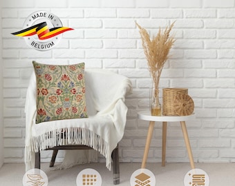 William Morris Floral Tapestry Pillow Cover: Jacquard Woven Cushion (16x16 inch)