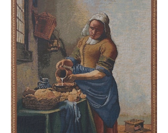 Servant Girl European Wall Tapestry - Fine Art Decorative Wall Décor Art - Woven Jacquard Wall Hanging - Home Décor Gobelin Wall Art