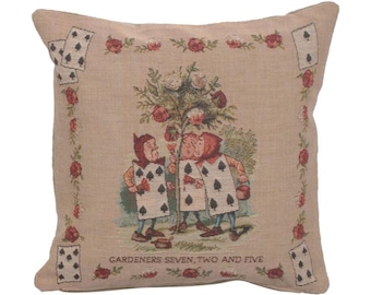 The Garden Alice In Wonderland Tapestry Cushion Cover - Woven Pillow Cover - Decorative Cushion Cover - 14x14 inch Gobelin Pillow Cover