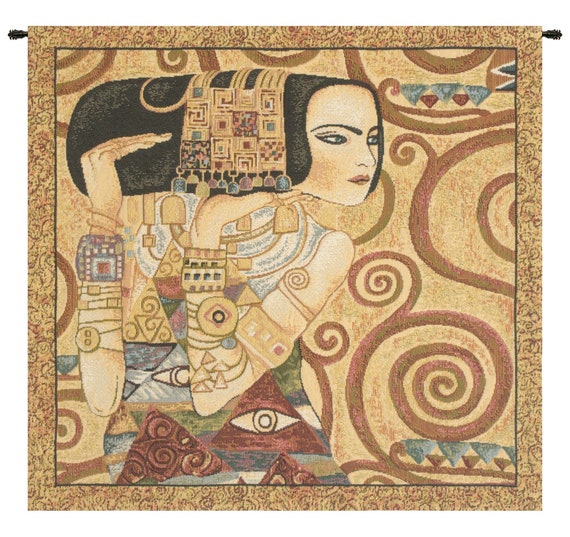 Klimt 'The Waited For' Tapestry: Woven Italian Jacquard Wall Decor