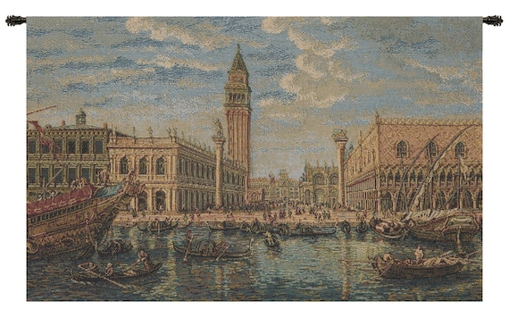 Venice Rialto Bridge European Landscape Wall Tapestry - Unique Italian Woven Art Hanging Decor