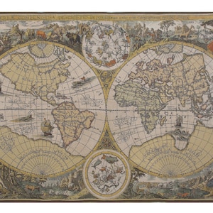 Orbis Terrae Europees wandtapijt - Decoratieve halhanger - Kaart Woondecoratie Wandtapijt - Wandtapijt geweven jacquard
