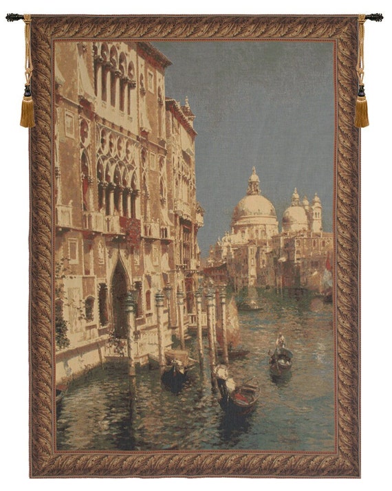 Venice Landscape Tapestry: European Woven Wall Decor (56x41 inch)