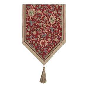 William Morris Fleur de Morris Red Jacquard Woven Tapestry Table Runner Floral Decor 45x13