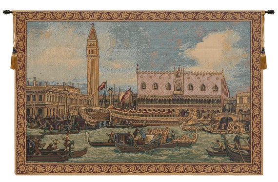 Italian Bucintoro Tapestry: Venice Scene Woven Wall Art (13x19 inch)