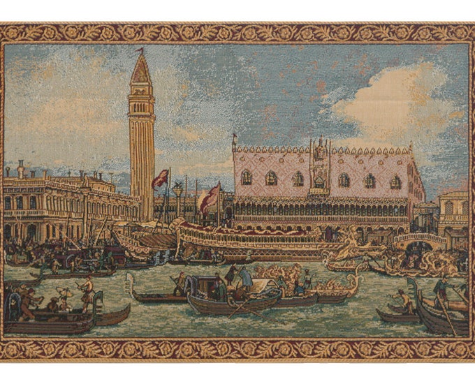 Italian Bucintoro Tapestry: Venice Scene Woven Wall Art (13x19 inch)