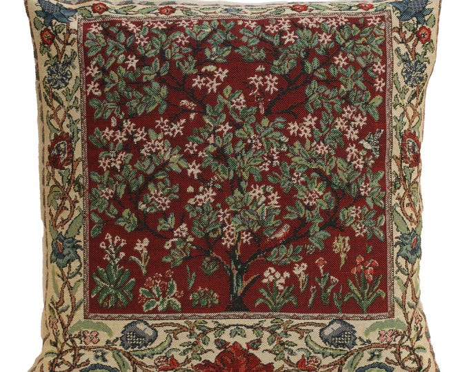 Tree of Life Red Belgian Tapestry Cushion Cover Pillow Case Decorative Throw Home Decor