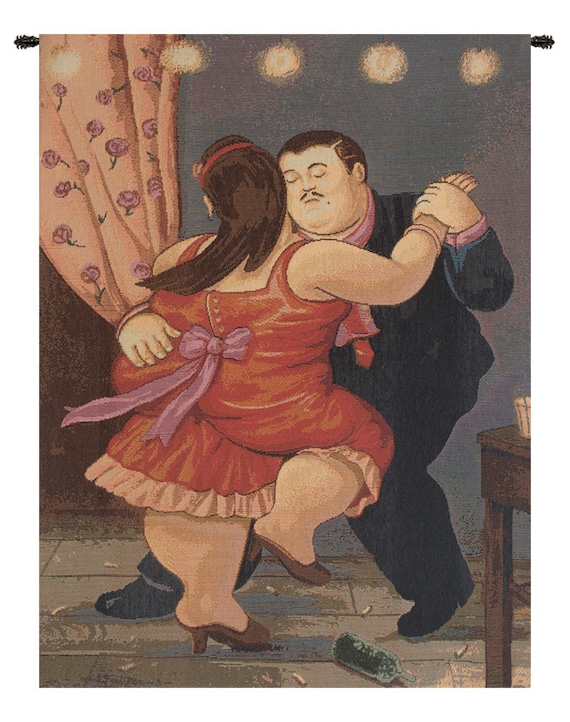 European Wall Tapestry Botero Rosso Wall Art, Italian Bedroom Wall Decor, Dancing Couple Woven Wall Hanging Tapestry Gift For Him/Her