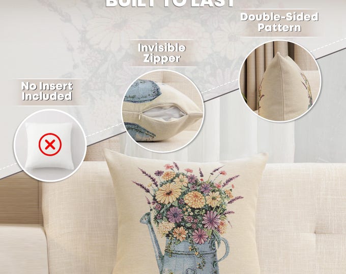 Vintage Floral Tapestry Pillow Cover: Elegant Jacquard Woven Cushion (18x18 inch)