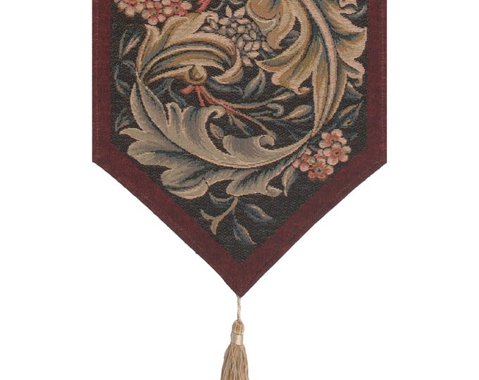 William Morris Red Tapestry Table Runner: Jacquard Woven, Hand Finished