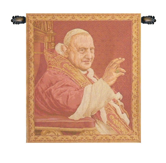 Pope Giovanni XXIII Italian Jacquard Tapestry 17x15 inch - Religious Saint Wall Hanging Art Decor