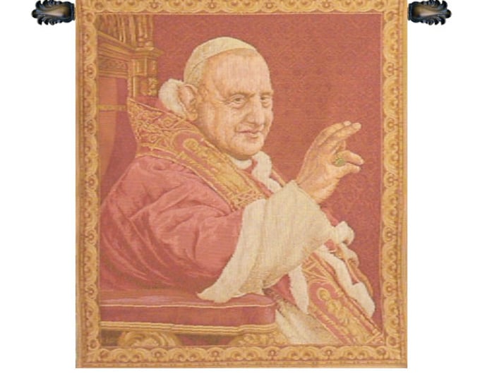 Pope Giovanni XXIII Italian Jacquard Tapestry 17x15 inch - Religious Saint Wall Hanging Art Decor