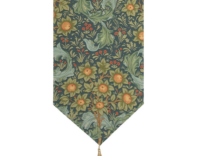 Floral Tapestry Table Runner: Orange Tree Arabesque Jacquard Woven