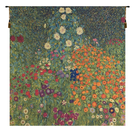 Klimt Flower Garden Tapestry: European Wall Hanging Art