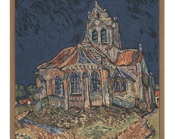 Church of Auvers I European Wall Tapestry - Woven Decorative Wall Art - Van Gogh Art Jacquard Wall Hanging - Gobelin Wall Décor Art