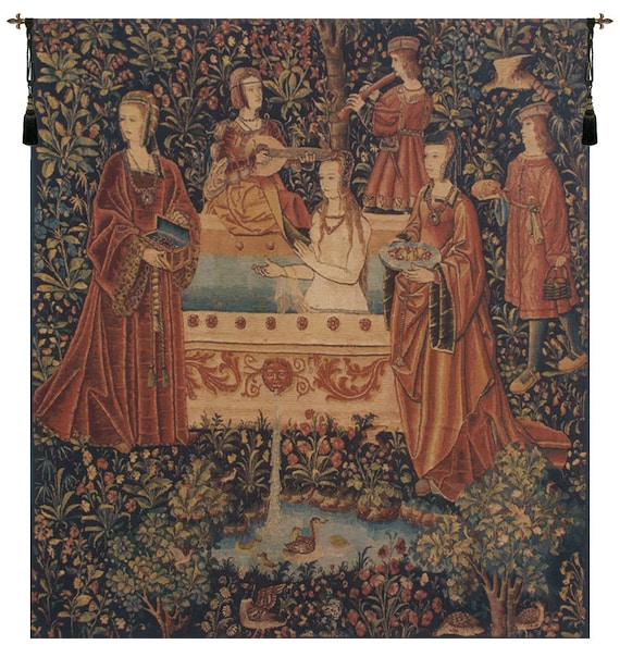 Bain European Tapestry: Medieval Millefleurs Wall Hanging (41x38 inch)
