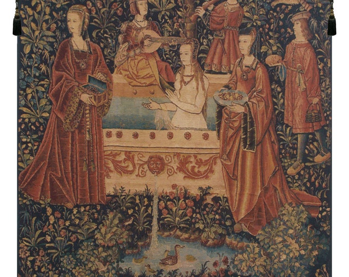 Bain European Tapestry: Medieval Millefleurs Wall Hanging (41x38 inch)