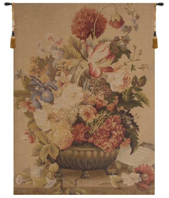 Tulip Bouquet Woven Wall Tapestry: French Floral Art, 37x27 Inch