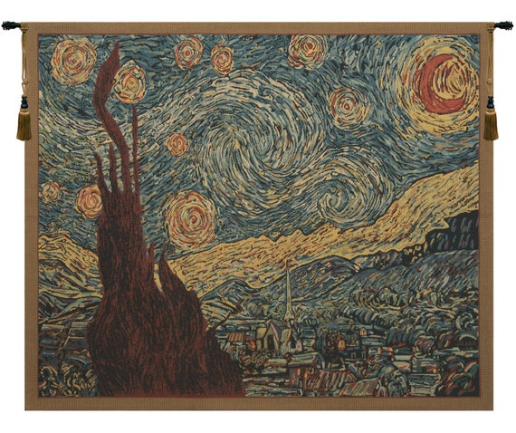 Van Gogh Starry Night Tapestry: Woven Jacquard Wall Hanging