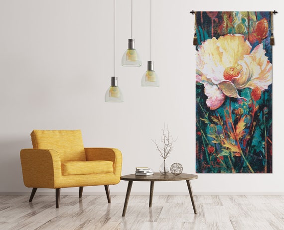 Simon Bull 'In Your Light' Floral Jacquard Tapestry: Elegant Woven Home Decor Art