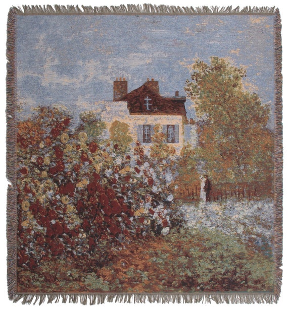 Monet's House Tapestry Throw: Belgian Woven Art Decor Blanket