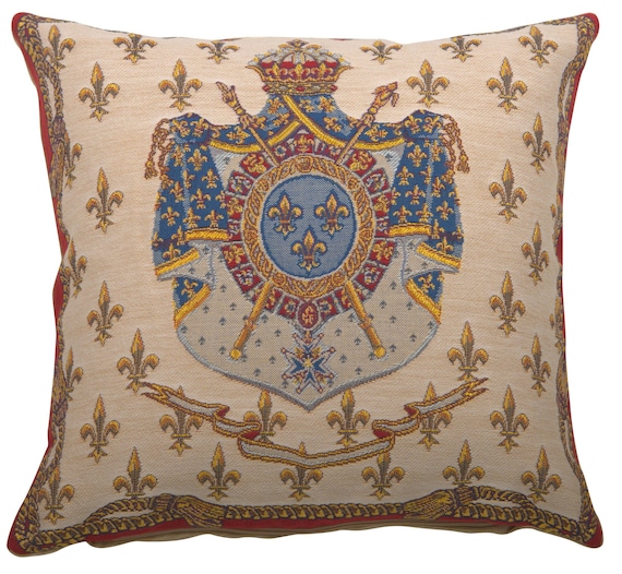 Elegant Belgian Royal Tapestry Cushion Cover 18x18 inch - Unique Gobelin Design Throw Pillow Case