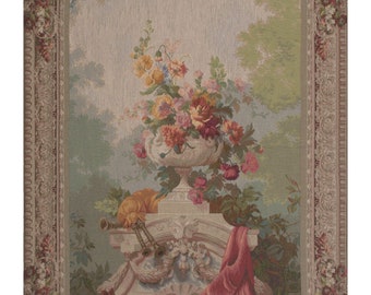 Bouquet Cornemuse European Wall Tapestry - Woven Jacquard Wall Décor Art - Decorative Wall Hanging - Floral Bouquet French Wall Tapestry