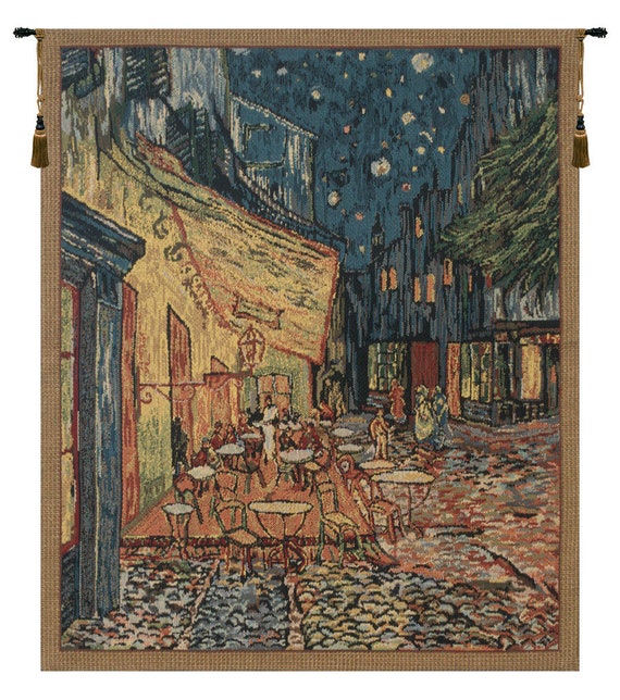 Van Gogh Tapestry: Terrace at Night, Jacquard Woven Wall Hanging