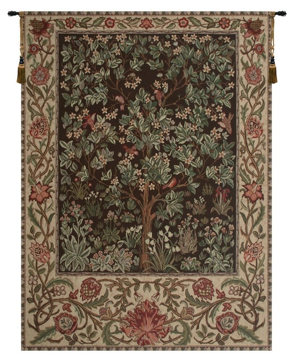 William Morris Tree of Life Tapestry: Belgian Woven Wall Hanging