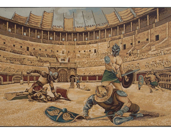 Gladiators Jacquard Woven Tapestry, Italian Wall Hanging (24x42 inch)