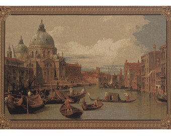 Grand Canal Santa Maria European Wall Tapestry - Jacquard Wall Decor Art - Oldest Decorative Wall Hanging - Woven Belgian Wall Tapestry