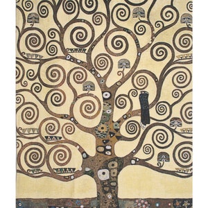 Klimt Baum des Lebens Wandbehang: Belgischer Jacquard Wandbehang 100 x 26 cm