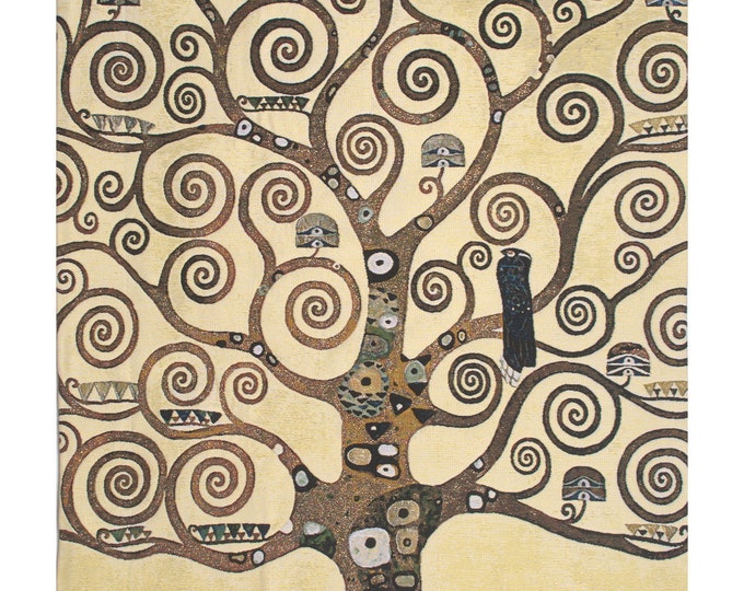 Klimt Tree of Life Tapestry: Belgian Jacquard Wall Hanging (38x26 inch)
