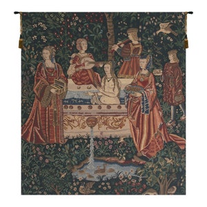 Tapiz de Dama en el Baño: Tapiz de pared tejido belga medieval