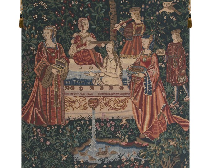 Lady in the Bath Tapestry: Medieval Belgian Woven Wall Hanging