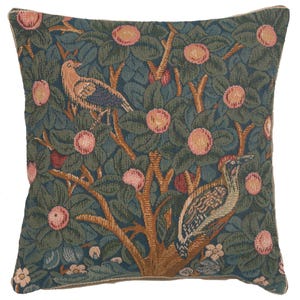Le Pic Vert Tapestry Cushion Cover - Woven Pillow Cover - William Morris Art Gobelin Pillow Cover - 14x14 inch Decorative Sofa Cushion Cover