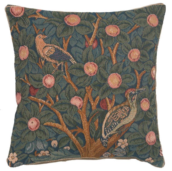 William Morris Tapestry Pillow Cover: Le Pic Vert Woven Cushion (14x14 inch)
