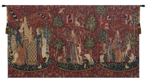 Lady and the Unicorn Medieval Wall Tapestry - Museum-Quality Woven Art Hanging for Home Decor