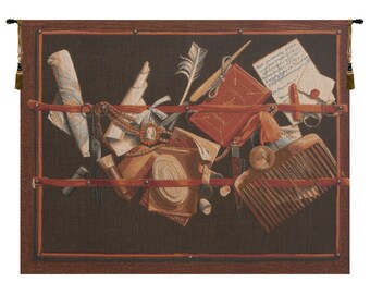 Office of Curiosities European Wall Tapestry - Decorative Medieval Wall Art - Woven Jacquard Wall Hanging - Unique French Wall Tapestry