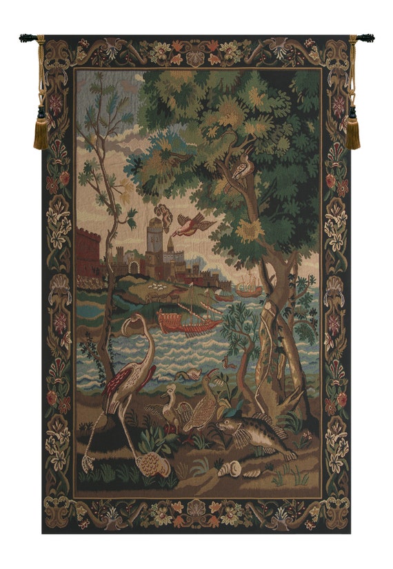 Belgian Woven Landscape Tapestry: Gate to the Sea Wall Hanging