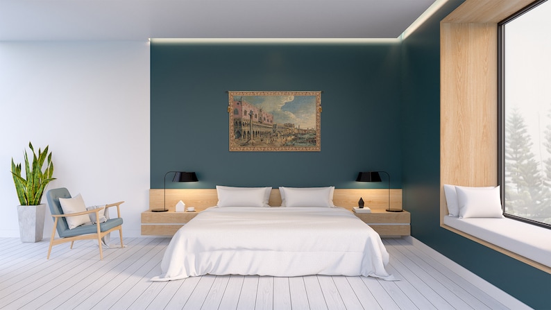 Tenture murale tapisserie de Venise : Riva Degli Schiavoni, art tissé jacquard italien image 5