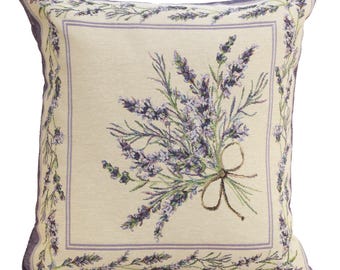 Nardus Bouquet Tapestry Cushion Cover 18x18 Inch - French Country Floral Pillow Cover - Woven Throw Pillows Case for Sofa & Couch